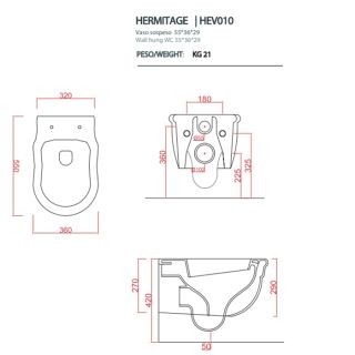 Унитаз  Artceram HERMITAGE  HEV010 01 00 подвесной белый