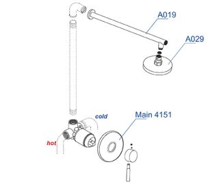Wasserkraft A12429 Встраиваемый комплект для душа с верхней душевой насадкой
