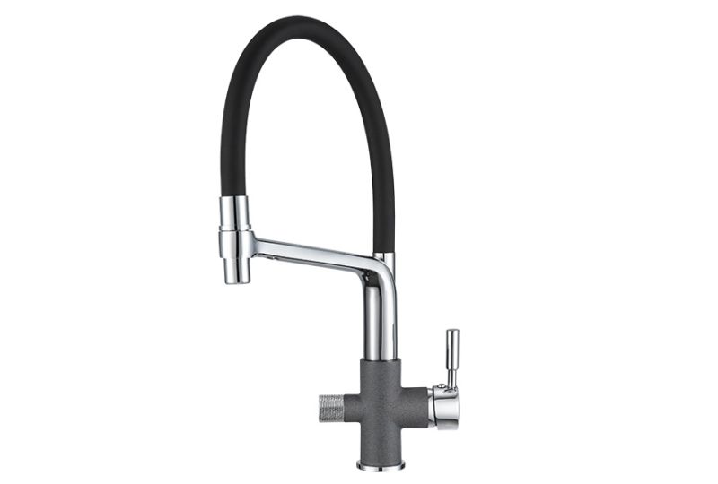 Смеситель для кухни Granula 0075, ГРАФИТ хром
