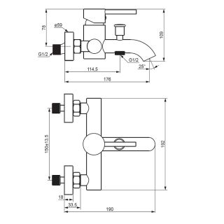 Смеситель для ванны и душа Damixa Scandinavian Pure 361000000 хром