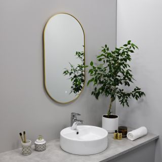 Зеркало FIXSEN с подсветкой LED овальное 50х100 см золото-сатин (FX-3100G)