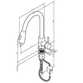 Смеситель для кухни Am.Pm X-Joy S F85B07522 с выдвижным изливом чёрный