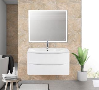 Тумба под раковину BelBagno подвесная 100x50см Bianco Lucido ACQUA-1000-2C-SO-BL