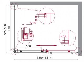 Душевой уголок BelBagno прямоугольный хром ACQUA-AH-1-140/80-C-Cr