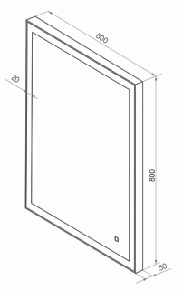 Зеркало с подсветкой Continent Solid ЗЛП620 реверсивное крепление 60x80см