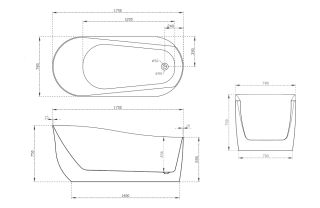 Акриловая ванна ABBER AB9491-1.7 170x78см белый