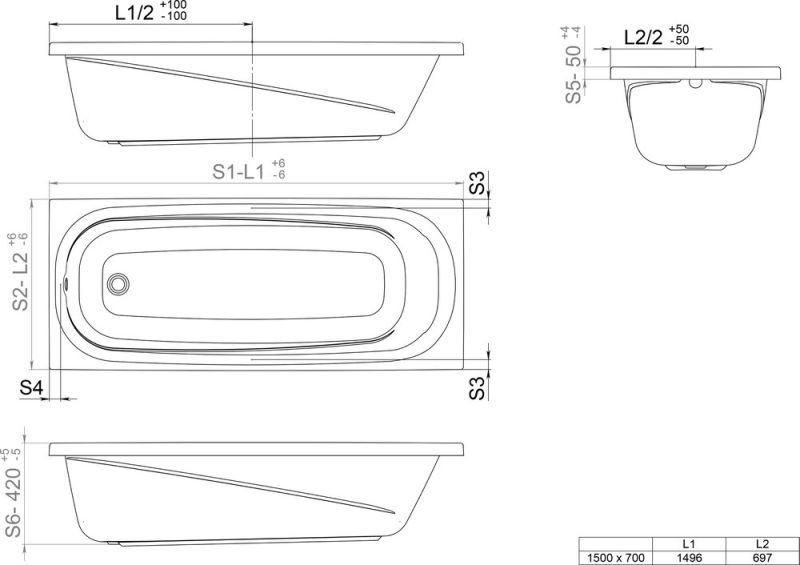 Акриловая ванна Triton Европа 150x70 см