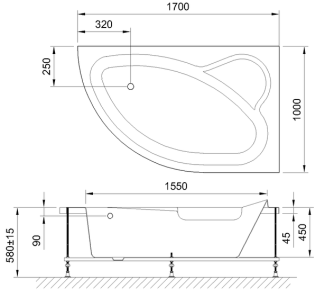 Акриловая ванна Royal Bath Alpine правая 170x100см белый RB819102R