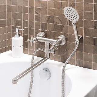 Смеситель для ванны с душем РМС SUS124-140P нержавеющая сталь