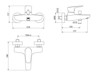 Смеситель для ванны Aquatek Бетта AQ1140BGM шлифованный чёрный хром