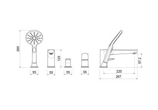 Смеситель на борт ванны Aquatek Бетта AQ1148BGM оружейная сталь