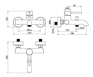 Смеситель для ванны Aquatek Европа AQ1340BG шлифованное золото