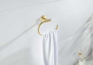 Полотенцедержатель овальный Aquatek Оберон AQ4221BG шлифованное золото