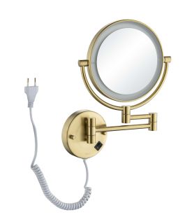 Зеркало косметическое настенное Aquatek AQ4915BG с подсветкой 5х шлифованное золото