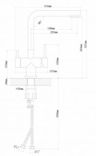 Смеситель для кухни Florentina Арес Ультра с подключением под фильтр нуар