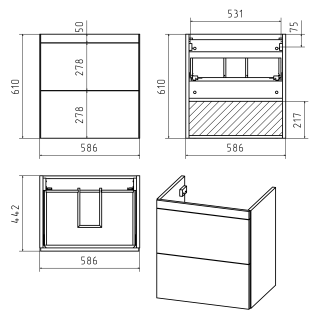 Подвесная тумба под раковину Misty Атлантик 60 см белый
