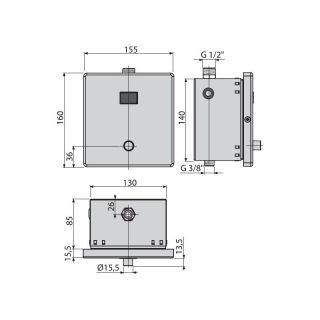 Автоматическое устройство смыва AlcaPlast для унитаза с возможностью мануального смыва 12V ASP4-KT