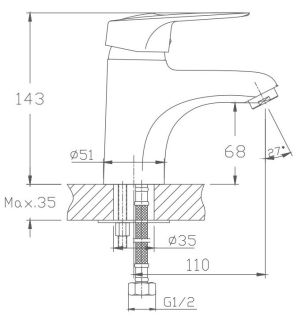 Смеситель для раковины Haiba HB1004 хром