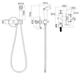 Гигиенический душ со смесителем IDDIS Axes хром AXESBR0i08