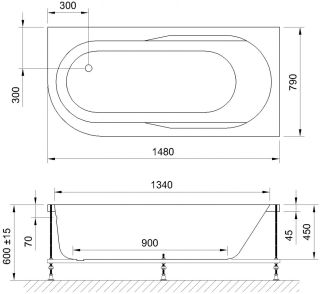 Гидромассажная ванна Royal Bath Azur De Luxe 150x80см правая белый RB614201DL-R