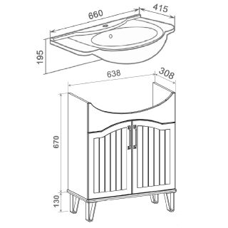 Тумба под раковину Runo мята (под умывальник Классик 65 ) Марсель 65 (00-00001217)