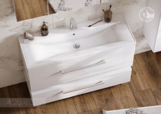 Тумба под раковину Акватон Мадрид М 120см белый 1A168701MA010