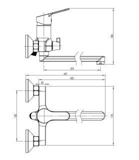 Смеситель для ванны с длинным поворотным изливом RUSH (SKY SK5720-51)