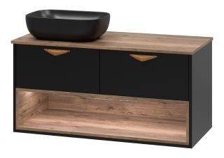 Подвесная тумба под раковину Brevita Bergen с подсветкой BER-07105-19-02-2Я 105см дуб Галифакс олово/чёрный