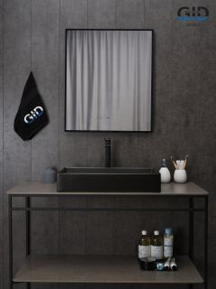 Раковина Gid Bm9496 53363 накладная черная матовая 60.5x37x11