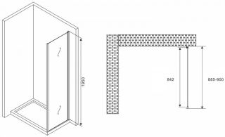 Душевая стенка ABBER Schwarzer Diamant 90см хром S90