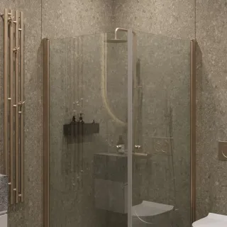 Душевой уголок на монопетле by Deonria U-80-79-6-T-BR 80x79см бронза/прозрачный