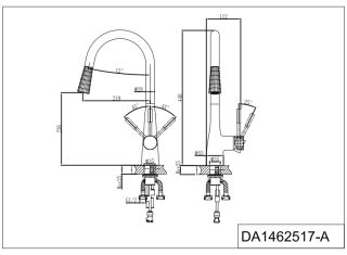 Смеситель для кухни DQ Rhein Schiller с выдвижной лейкой чёрный/золото DA1462517A