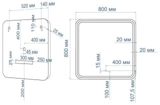 Зеркало с подсветкой Art&Max Genova 80см чёрный AM-Gen-800-800-DS-F