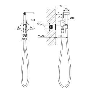Гигиенический душ со смесителем Timo Saona 2337/17SM золото матовое