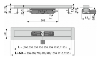 Душевой лоток AlcaPlast Professional Low для цельной решетки 75см хром APZ106-750