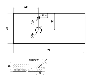 Столешница Brevita Cargo MA01-120К 120см серый