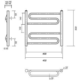Полотенцесушитель водяной Domoterm Офелия П6 400x500 хром