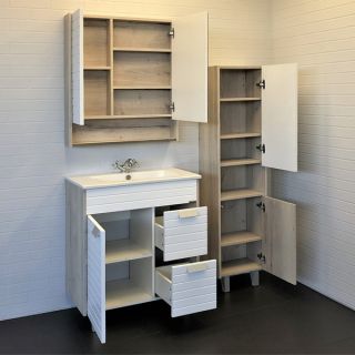 Comforty Шкаф-колонна Клеон 40 белый/дуб дымчатый 00-00003947