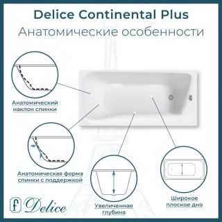 Ванна чугунная Delice Continental PLUS DLR230642 100х70