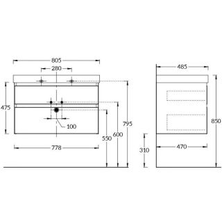 Тумба под раковину Kerama Marazzi Cubo CUB.80.2\LIM 80 см бежевый матовый