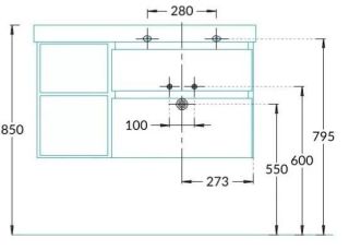 Тумба под раковину Kerama Marazzi Cubo CUB.90.2Rh\LIM.N правая 90 см лимо матовый/структурированный орех