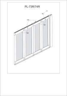 Шторка на ванну складная правая Veconi Palau, PL-73BR, 1200x1500, черный матовый, прозрачное стекло