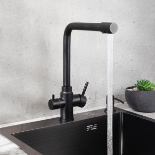 Смеситель для кухни РМС SUS125BL-017F-015 с подключением фильтра чёрный