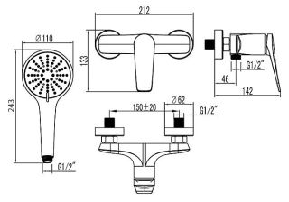 Смеситель для душа Lemark Bronx LM3703GM графит