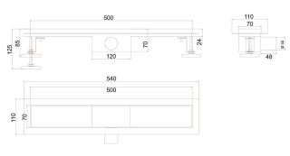 Душевой лоток РМС ТЛ-04-50х7 50см нержавеющая сталь