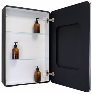 Зеркало-шкаф с подсветкой Art&Max Lecce правый 56см чёрный матовый AM-Lec-560-850-1D-R-DS-F-Nero