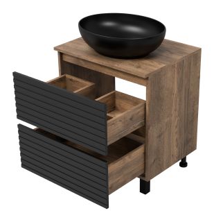 Напольная тумба под раковину Brevita Dakota DAK-07060-19/02-2Я 60см дуб Галифакс олово/чёрный