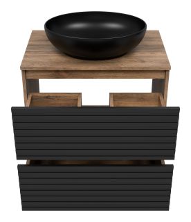 Напольная тумба под раковину Brevita Dakota DAK-07070-19/02-2Я 70см дуб Галифакс олово/чёрный