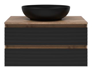 Подвесная тумба под раковину Brevita Dakota DAK-09080-19/02-2Я 80см дуб Галифакс олово/чёрный
