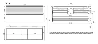 Подвесная тумба под раковину Sancos Delta DL120GR 120см дуб красный/графит